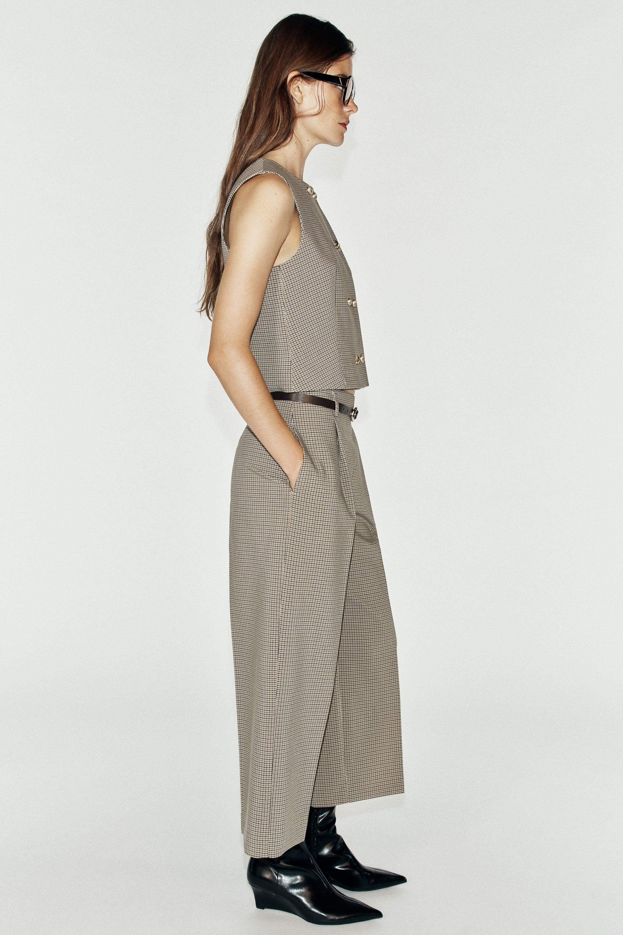 PLAID BELTED PANTS
